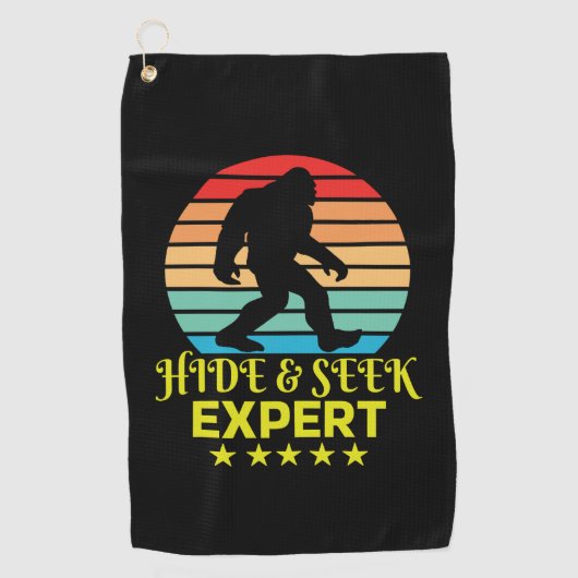 Verberg en zoek expert Bigfoot Grappig Golfhanddoek (Voorkant)