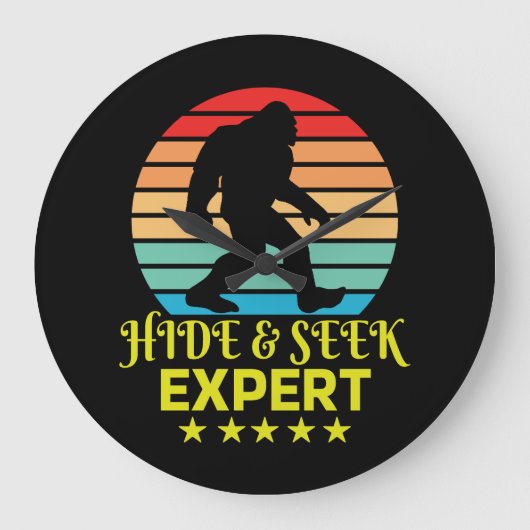 Verberg en zoek expert Bigfoot Grappig Grote Klok (Voorkant)