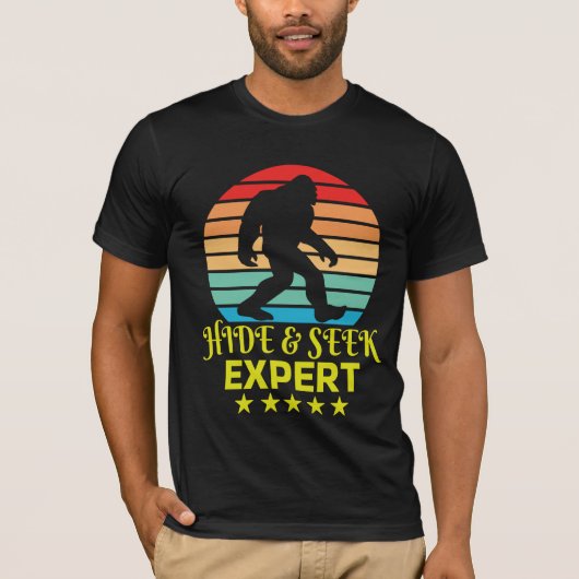 Verberg en zoek expert Bigfoot Grappig T-shirt (Voorkant)
