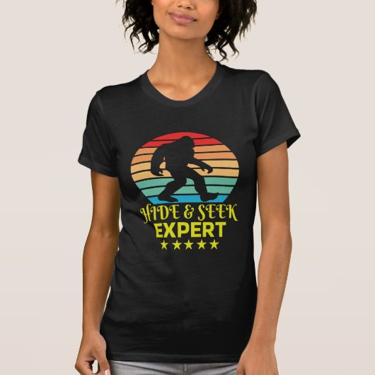 Verberg en zoek expert Bigfoot Grappig T-shirt (Voorkant)