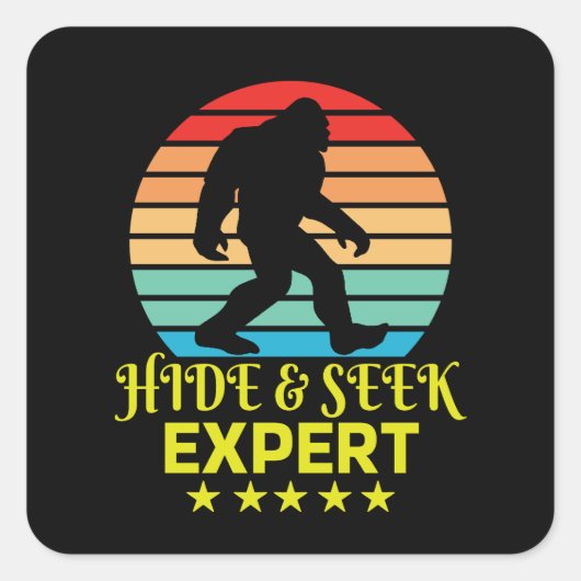 Verberg en zoek expert Bigfoot Grappig Vierkante Sticker (Voorkant)