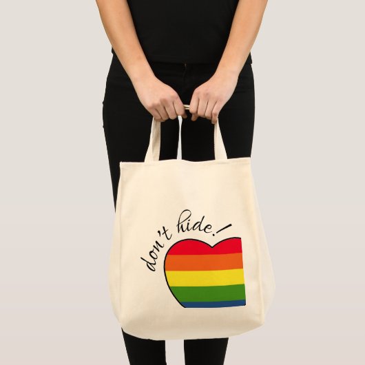 Verberg het hart niet met regenboogkleuren tote bag (Voorkant (product))