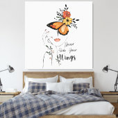 Verberg je vleugels nooit canvas afdruk (Insitu (Slaapkamer))