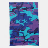 Verberg me donkerblauw en Paarse camouflagepatroon Theedoek (Verticaal)