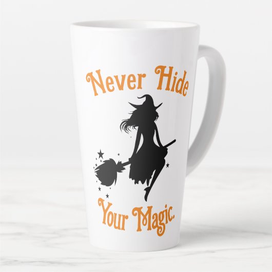 Verberg nooit je magie. latte mok (Rechterhoek)