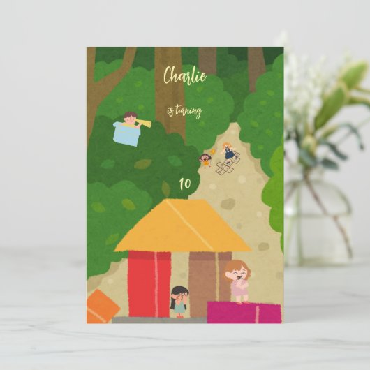 Verbergen en zoeken spel verjaardag kaart (Staand voorkant)