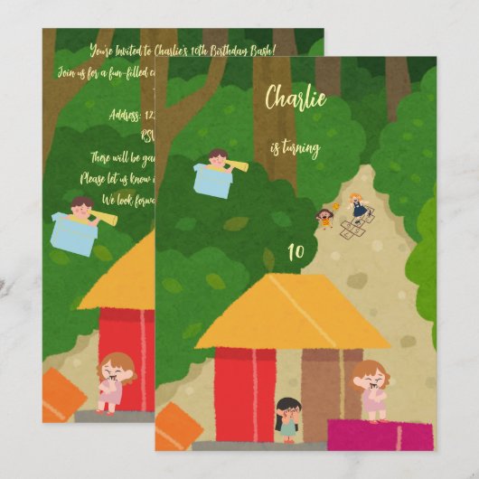 Verbergen en zoeken spel verjaardag kaart (Voorkant / Achterkant)