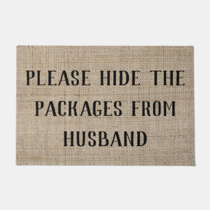 Verbergen pakketten van Husband Funny Deurmat