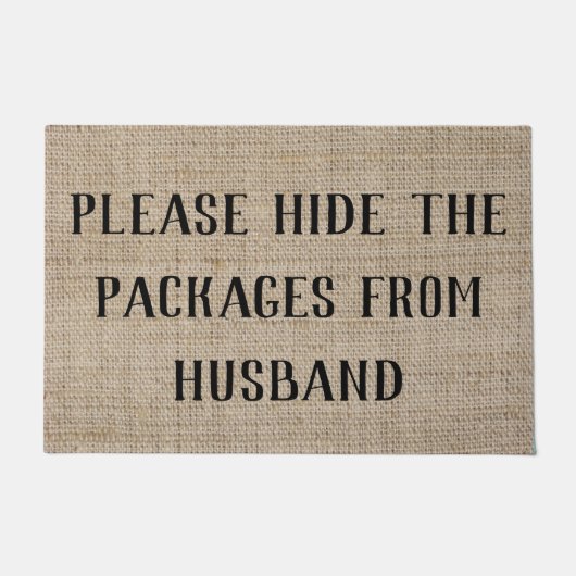 Verbergen pakketten van Husband Funny Deurmat (Voorkant)