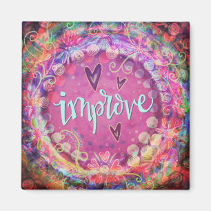 Verbeter Pink Floral Trendy ONE WORD Inspirativite Magneet
