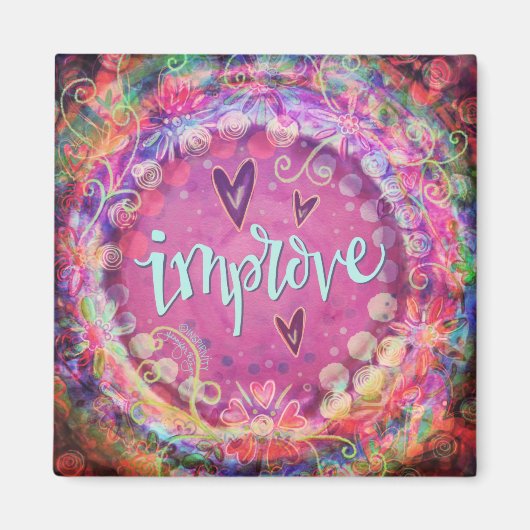 Verbeter Pink Floral Trendy ONE WORD Inspirativite Magneet (Voorkant)