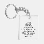 Verbeter uw grammatica zwart-wit niet stil sleutelhanger (Voorkant Links)