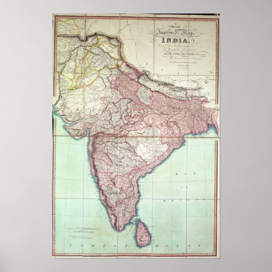 Verbeterde kaart van India, gepubliceerd in Londen Poster (Voorkant)