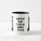 Verbeterde schaakkoningin van het ja en improvisat mok (Midden)