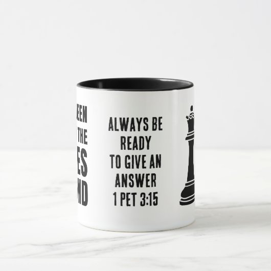 Verbeterde schaakkoningin van het ja en improvisat mok (Midden)