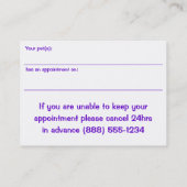 Verbeterde selectie en Visitekaartje Afsprakenkaartje (Achterkant)