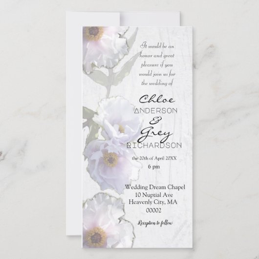 Verbeterde trouwceremonie uitnodiging met pioenroz (Voorkant)