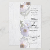 Verbeterde trouwceremonie uitnodiging met pioenroz (Voorkant / Achterkant)