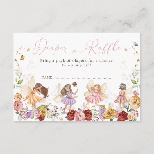 Verbeterde tuin Bloemen Fairy Baby Luier Raffle Informatiekaartje (Voorkant)