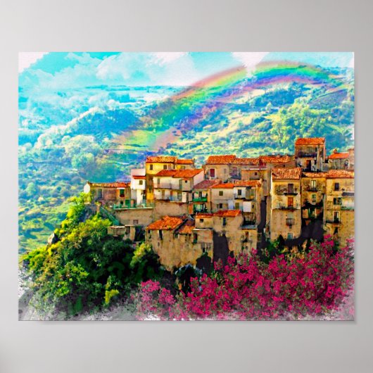 Verbicaro, een dorp in Calabrië Poster (Voorkant)