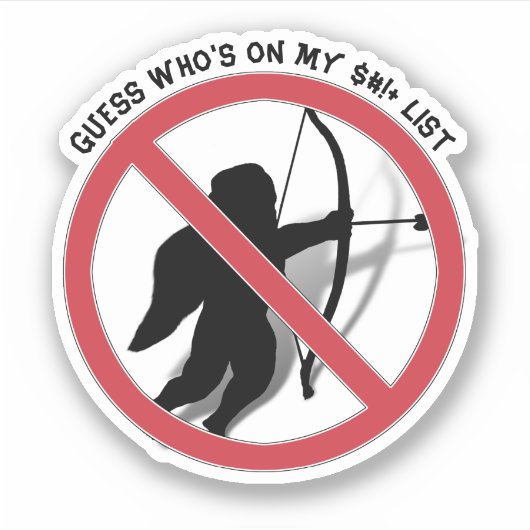 Verbied Cupido Anti Valentijnsdag  Sticker (Voorkant)
