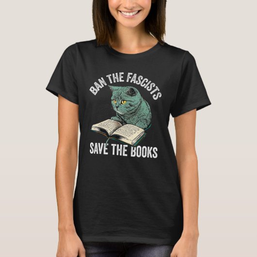 Verbied de fascisten red de boeken boek Worm Nerd  T-shirt (Voorkant)