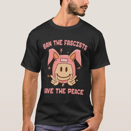 Verbied de fascisten Red het Vredesmeisje schattig T-shirt (Voorkant)