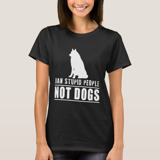 Verbied domme mensen niet husky honden t-shirt (Voorkant)