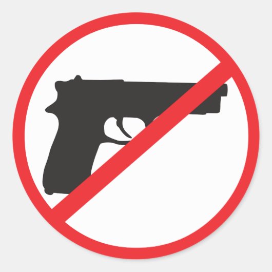 Verbied Pistolen Anti-Pistool Pacifist Ronde Sticker (Voorkant)