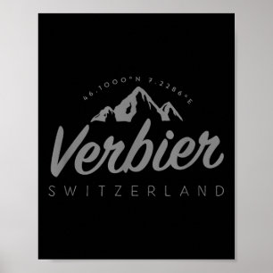 Verbier Mountain Vakantie Skiën Zwitserland Poster