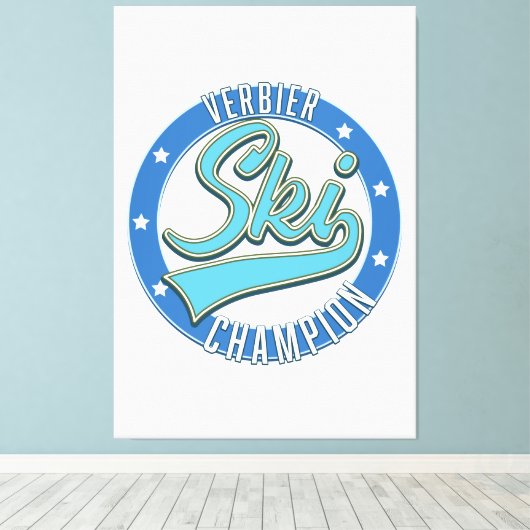 Verbier Ski Champion Canvas Afdruk (Insitu (Houten vloer))