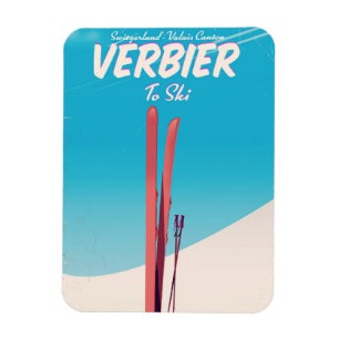 Verbier, skiposter Zwitserland. Magneet