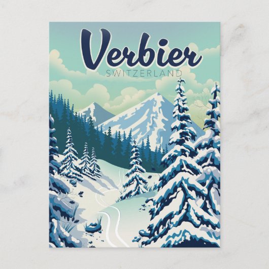 Verbier Zwitserland Reisposter Briefkaart (Voorkant)