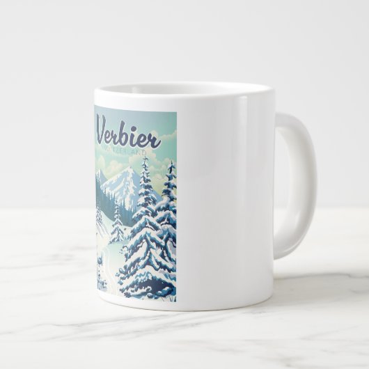 Verbier Zwitserland Reisposter Grote Koffiekop (Voorkant rechts)