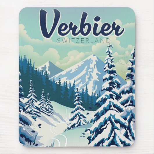 Verbier Zwitserland Reisposter Muismat (Voorkant)