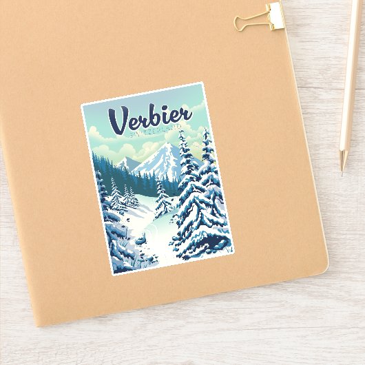Verbier Zwitserland Reisposter Sticker (Notitieboek)
