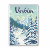 Verbier Zwitserland Reisposter Sticker (Voorkant)