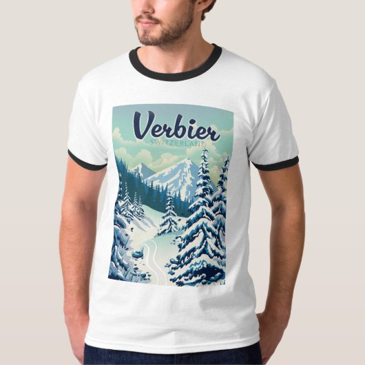 Verbier Zwitserland Reisposter T-shirt (Voorkant)