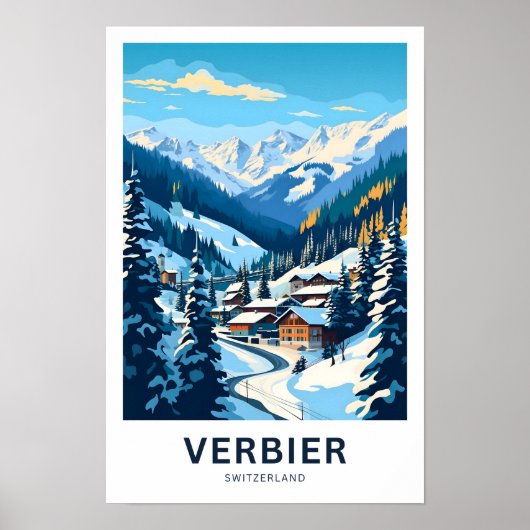 Verbier Zwitserland Reisprint Poster (Voorkant)