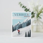  Verbier Zwitserland Reizen waterverf Briefkaart (Staand voorkant)