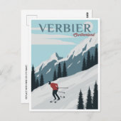  Verbier Zwitserland Reizen waterverf Briefkaart (Voorkant / Achterkant)