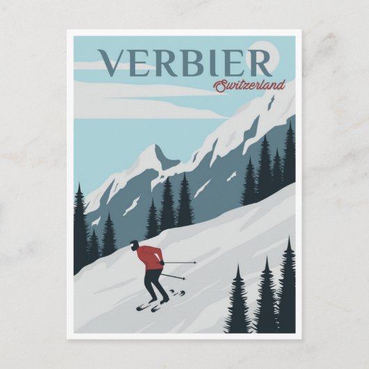  Verbier Zwitserland Reizen waterverf Briefkaart (Voorkant)