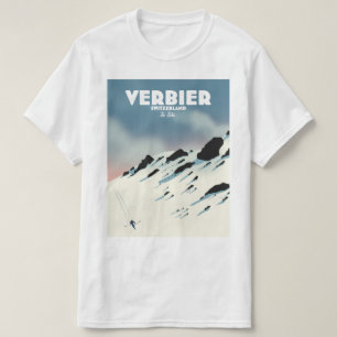 Verbier Zwitserland ski reisposter kunstprint. T-shirt