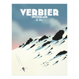 Verbier Zwitserland skiposter-kunstdrukken. Foto Afdruk