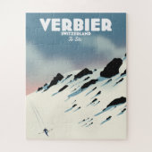 Verbier Zwitserland skiposter-kunstdrukken. Legpuzzel (Verticaal)
