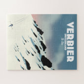 Verbier Zwitserland skiposter-kunstdrukken. Legpuzzel (Horizontaal)