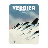 Verbier Zwitserland skiposter-kunstdrukken. Magneet (Verticaal)