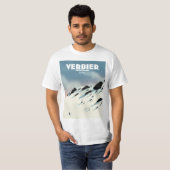 Verbier Zwitserland skiposter-kunstdrukken. T-shirt (Voorkant volledig)