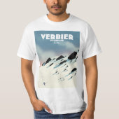 Verbier Zwitserland skiposter-kunstdrukken. T-shirt (Voorkant)