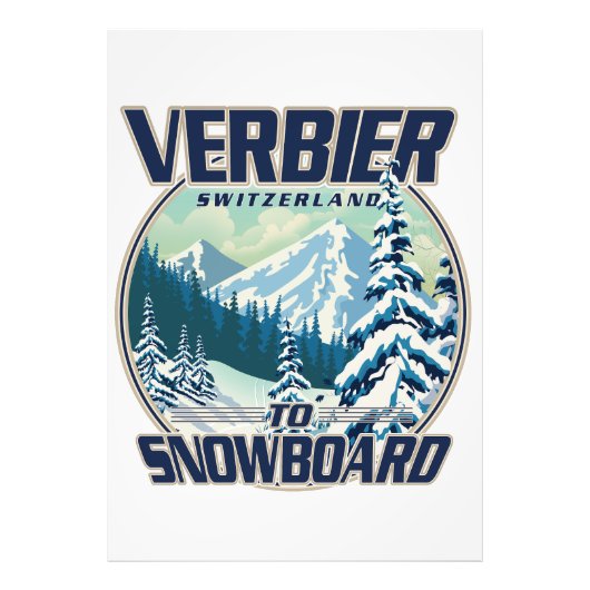 Verbier Zwitserland Snowboard Travel logo Foto Afdruk (Voorkant)